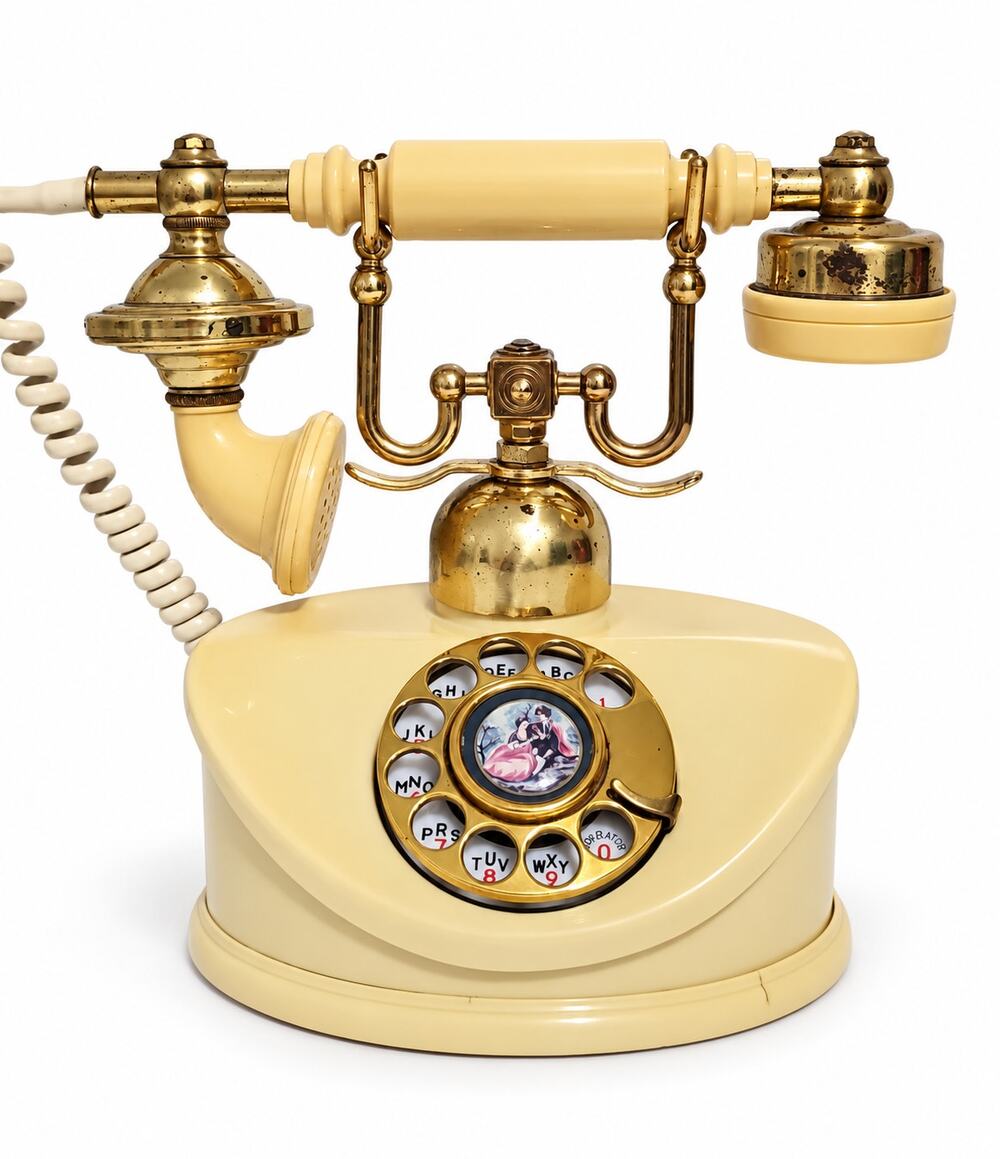Vintage Cream Gold Rotary Telephone Victorian Hollywood Regency Coquette
